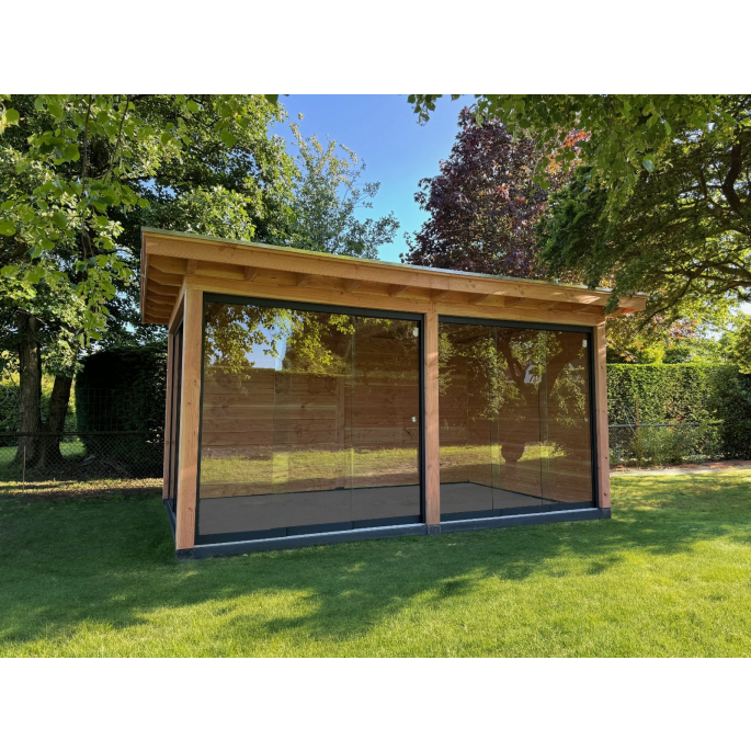 Glasschuifsysteem Sunshine 2-spoor met middensluiting Br: 324-388 x hg: 200-270