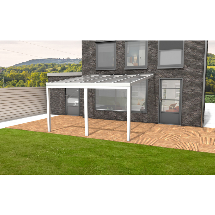 Aluminium terrasoverkapping Oase 407 x 304cm (glasdak) op 3 staanders