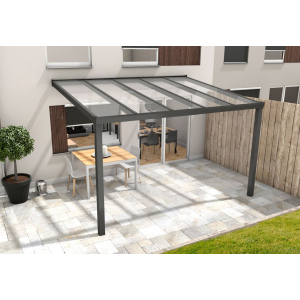 Aluminium terrasoverkapping Oase 407 x 404cm (glasdak)
